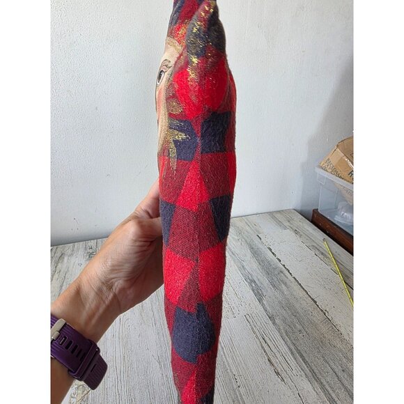 Plush anthromorphic star Sun vintage Xmas decor hanging plaid red blue gold glit - Picture 5 of 8